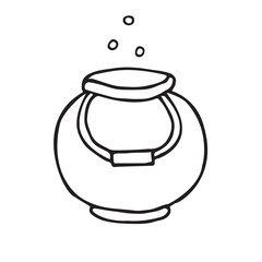 Vector hand drawn sketch doodle outline witch bowl isolated on white background