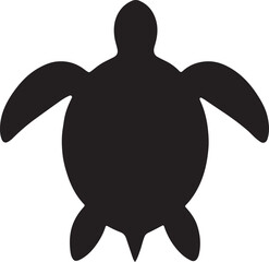 Turtle sea silhouette vector, oceanic marine reptile illustration, perfect for design projects.