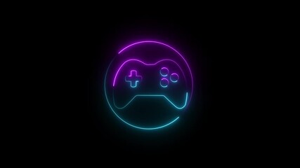 A glowing and neon gamepad icon with a glitch reveal animation on a dark background. Use for esports branding or a tech event promotion. 4k video animation. - Powered by Adobe