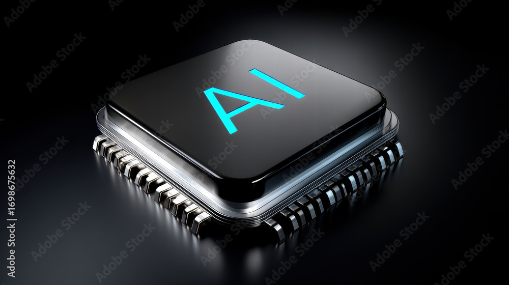 Aufkleber cyber ai chip with light effects creates futuristic and innovative atmosphere for technology and art