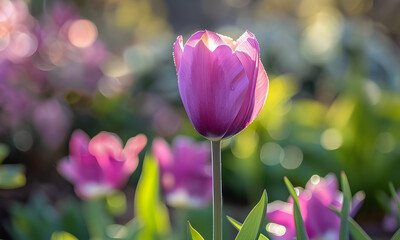 purple tulips in spring