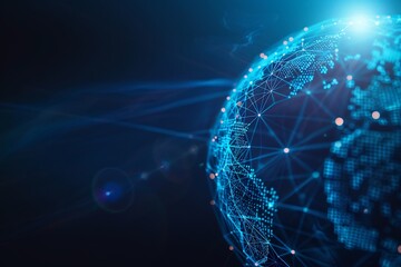 Digital globe rendering network connections and global data transformation depiction