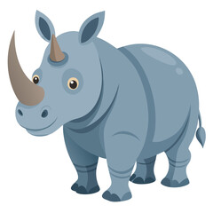 Obraz premium Adorable rhino cartoon illustration perfect for children's books and educational materials, a cute animal with a big horn, great for zoo themed projects and wildlife conservation
