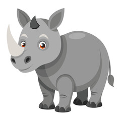 Adorable cartoon rhino illustration perfect for children's books, educational materials, or playful designs, sparking joy and curiosity about wildlife, a whimsical animal character