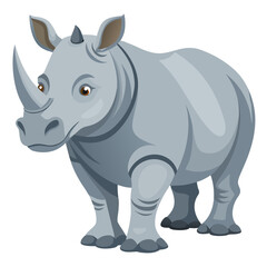 Majestic rhinoceros presents wildlife conservation in a charming cartoon style, ideal for educational resources, children's books, and animal-themed projects with a friendly appeal