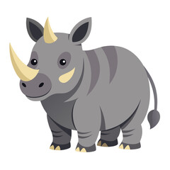 Adorable rhino illustration ready for your next project, a charming cartoon with a simple design and appealing features perfect for children's books or educational material about wildlife