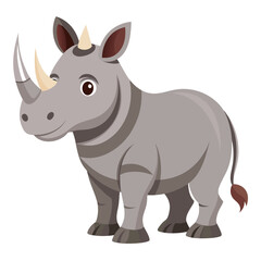 Adorable rhino cartoon character is ready for your design projects, perfect for children's books, educational materials, and fun branding, adding a touch of wildlife charm