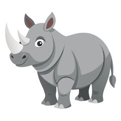 Obraz premium Adorable cartoon rhino for children's books and educational materials, perfect for adding a touch of wildlife charm and promoting animal awareness with its playful design