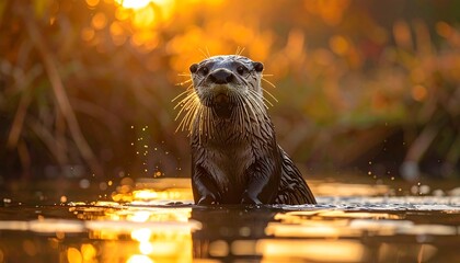 Otter in golden sunset (1)