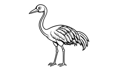 Obraz premium Crane Kids t shirt design silhouette and vector line art, High-Quality Illustration, Ideal for Relaxation and Stress Relief, Perfect for Adult Coloring Books and Printable Art Therapy.