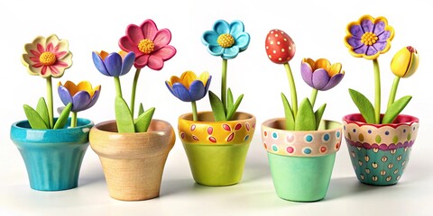 colorful tulips in pots