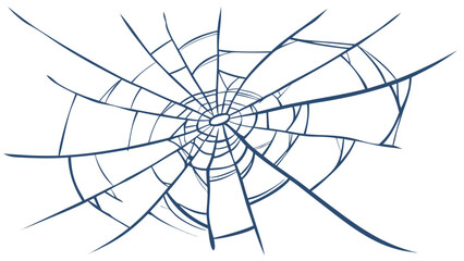 Obraz premium Illustration of a shattered glass surface with radial cracks emanating from the center point design