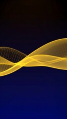 Abstract graphic with glowing yellow waves on dark blue background