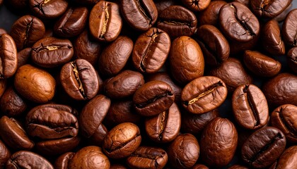 Roasted coffee beans close-up