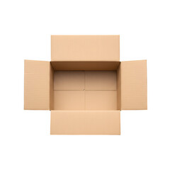 Unpacking a cardboard box home office product top view isolated on white or transparent background. PNG