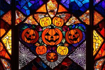 Halloween stained glass background, Stained Glass Halloween Wallpaper, Halloween Background, Abstract Halloween Digital Paper