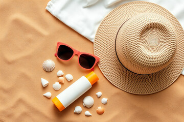 summer hat and sunglasses
