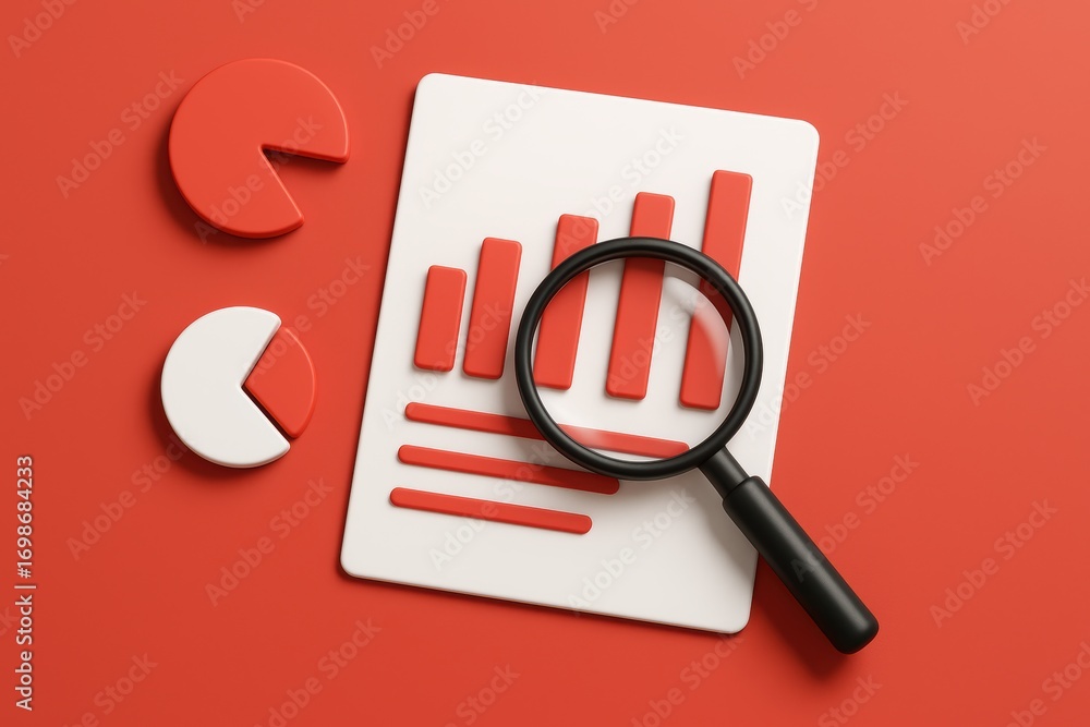 Poster analysis and business charts: a detailed examination of business charts and graphs with a magnifying
