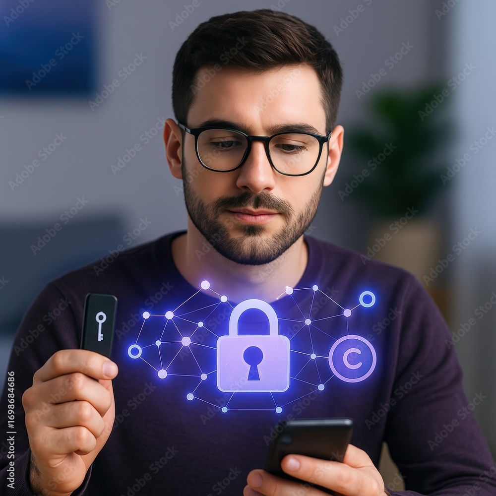Poster secure data management strategies modern office digital illustration professional setting close-up v