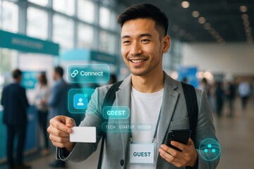 Networking event for tech startups conference center digital interaction professional environment engaging viewpoint connection opportunities