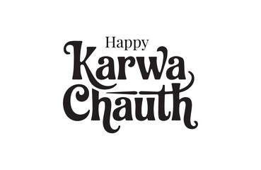 Stylish Happy Karwa Chauth lettering design for festive wishes