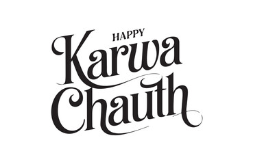 Stylish Happy Karwa Chauth lettering design for festive wishes
