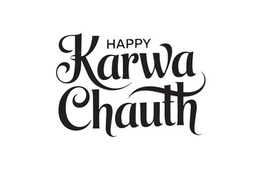 Stylish Happy Karwa Chauth lettering design for festive wishes