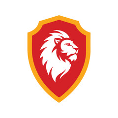 Fototapeta premium Strong Lion Shield Emblem Logo 