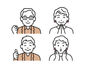 Obraz premium Minimalist Vector Icon of Happy Wealthy Senior Couple