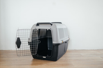 Pet carrier. An advertisement for a pet store. Dog delivery. Delivery of cats. Advertising of a...