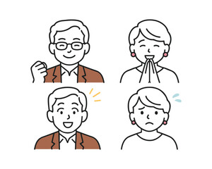 Minimalist Vector Icon of Happy Wealthy Senior Couple