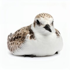 Sanderling shorebird portrait, serene avian creature, petite sandpiper, lovely bird on white background