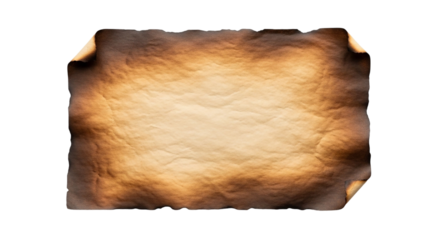Antique Burnt Scroll Texture Old Paper Template for Message Map Invitation or Treasure Hunt on transparent background