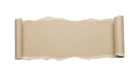Torn Edges Kraft Paper Roll Texture Rustic Page Banner Ripped Edge Scroll Message Craft Card on transparent background