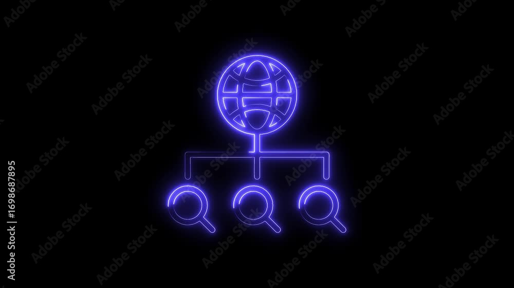 Poster neon internet search connection network world wide web data analysis global link concept
