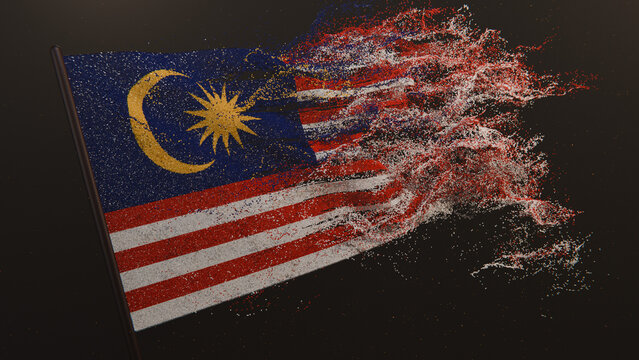 Particle flag of Malaysia. Federation of Malaysia flag. Waving flag of Malaysia