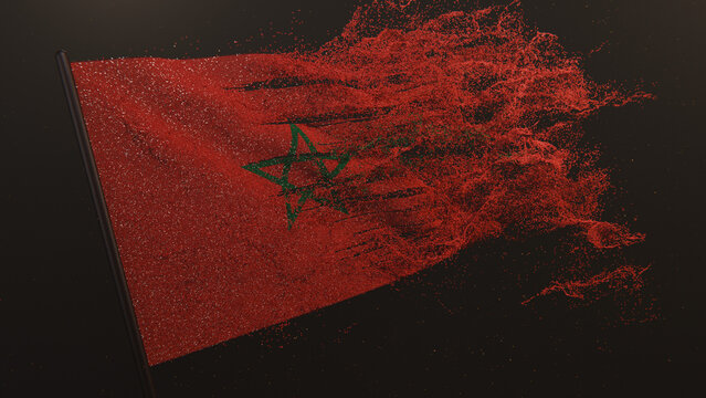 Particle flag of Morocco. The Kingdom of Morocco flag. Waving flag of Morocco