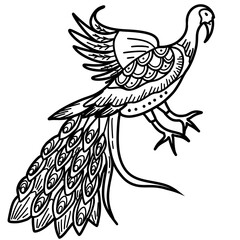 Coloring Ornamental Peacock Crest Illustration