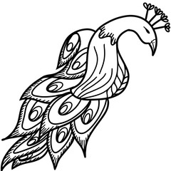 Coloring Ornamental Peacock Illustration