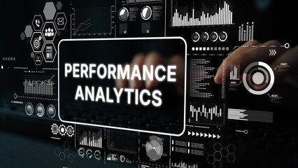 High-Tech Performance Analytics Dashboard with Data Visualization and Data Management Tools in...
