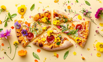 pizza with ham and cheese