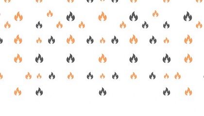 Flame pattern design in orange and black on a white background  