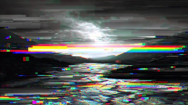 Glitched Mountain Landscape