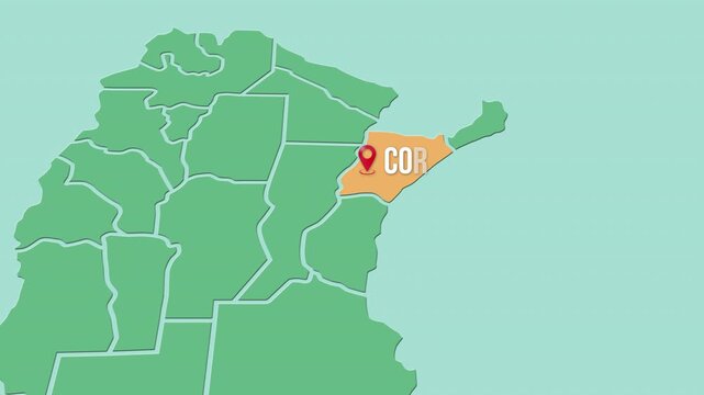 Mapa de Argentina con divisi&oacute;n pol&iacute;tica resaltando la provincia Provincia de Corrientes