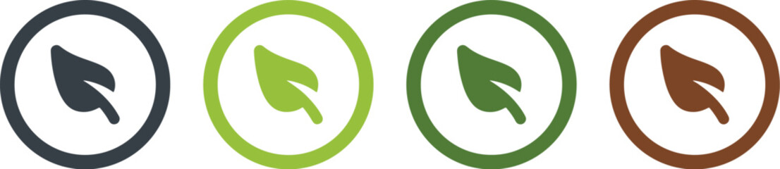 leaf, nature, growth, organic, eco, environment, plant, sprout, green, icon, symbol, circle, dark gray, light green, dark green, brown, white background, ecology, sustainability, natural, fresh, healt