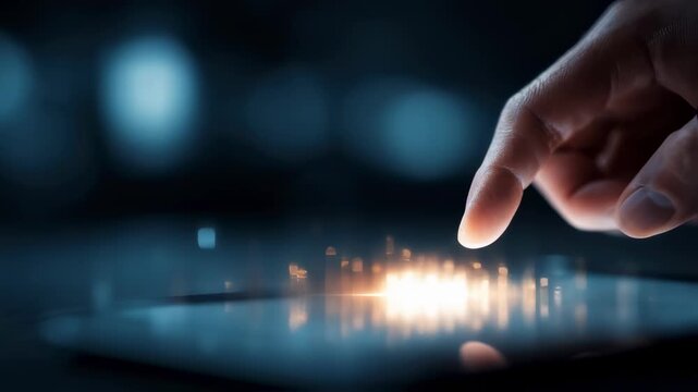 Focused view of a hand approving a digital request on a tablet while the surroundings fade out highlighting SaaS access triage and approval workflows.