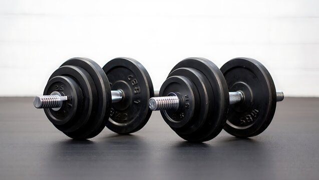Pair of adjustable dumbbells ready for intense strength training workout session
