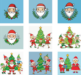 set of christmas elements