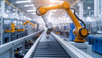 Robotic assembly line in a modern factory