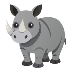 Fototapeta premium Adorable rhino cartoon illustration is perfect for children's books and educational materials, this cute animal graphic will bring a smile to any project with its playful design